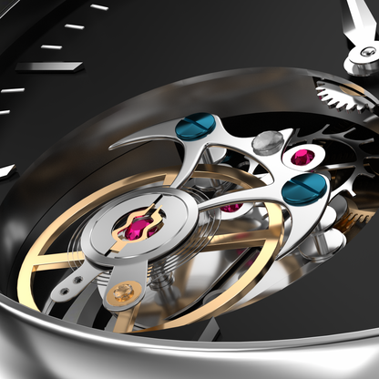 Long Vision TF028A Tourbillon Collection Hand-Wound Skeleton Watch, 55 Hours Power Reserve, Sunburst Guilloché Dial, Italian Top-Grain Cowhide Strap