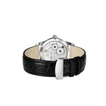 Long Vision TF028A Tourbillon Collection Hand-Wound Skeleton Watch, 55 Hours Power Reserve, Sunburst Guilloché Dial, Italian Top-Grain Cowhide Strap