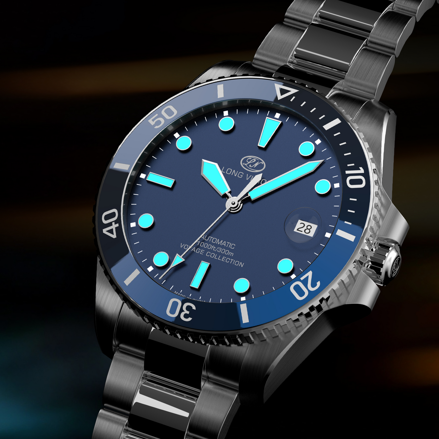 Long Vision YH018J 41mm Watch 300M Waterproof Swiss SW200-1 Voyage Collection Automatic Watch