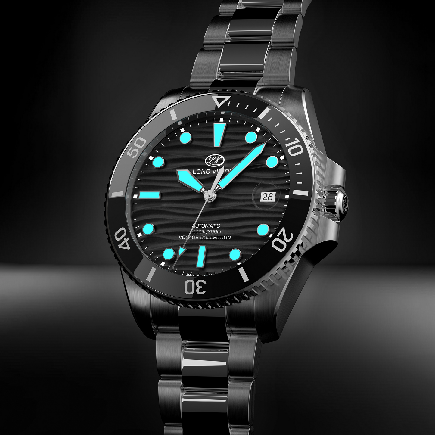 Long Vision YH019A 37mm  Automatic Dress Watch 300M Waterproof Swiss SW200-1 Voyage Collection Automatic Watch