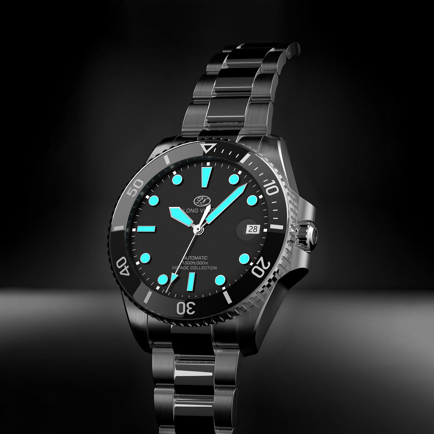 Long Vision YH019F 37mm  Automatic Dress Watch 300M Waterproof Swiss SW200-1 Voyage Collection Automatic Watch