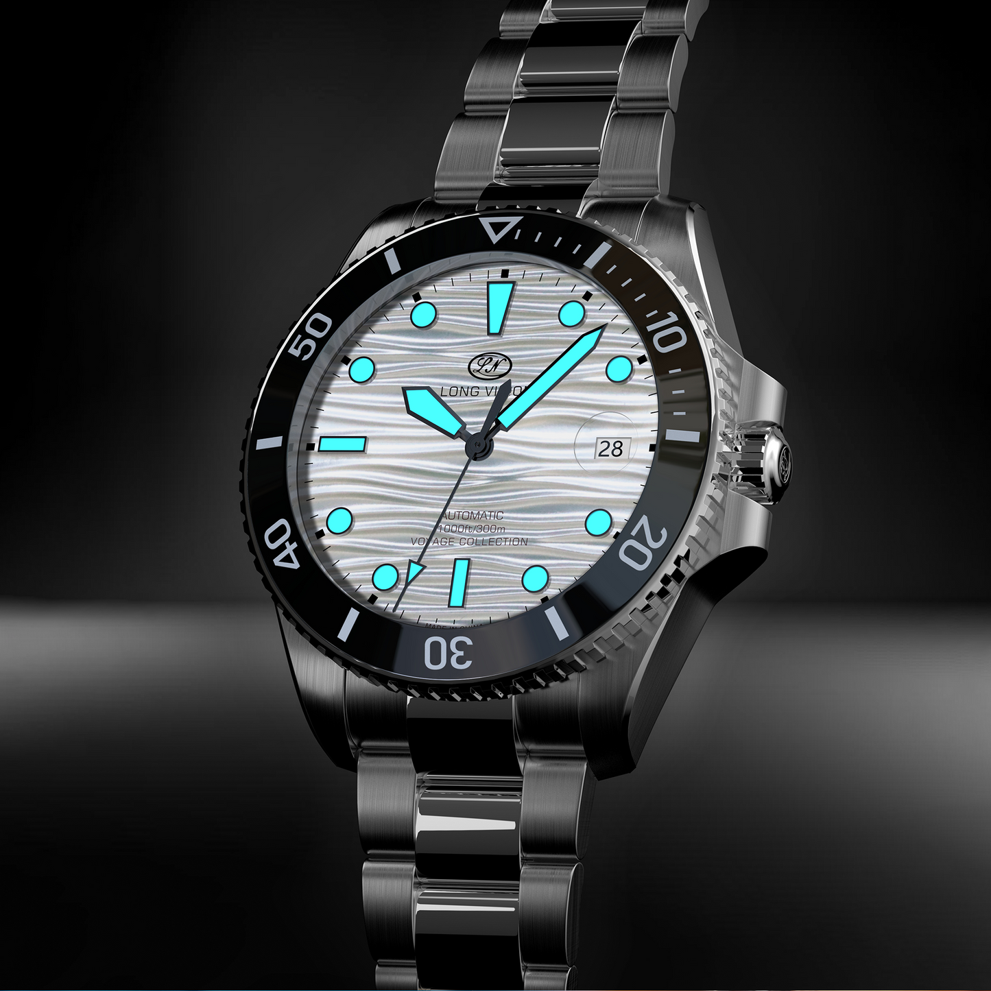 Long Vision YH018D 41mm Watch 300M Waterproof Swiss SW200-1 Voyage Collection Automatic Watch
