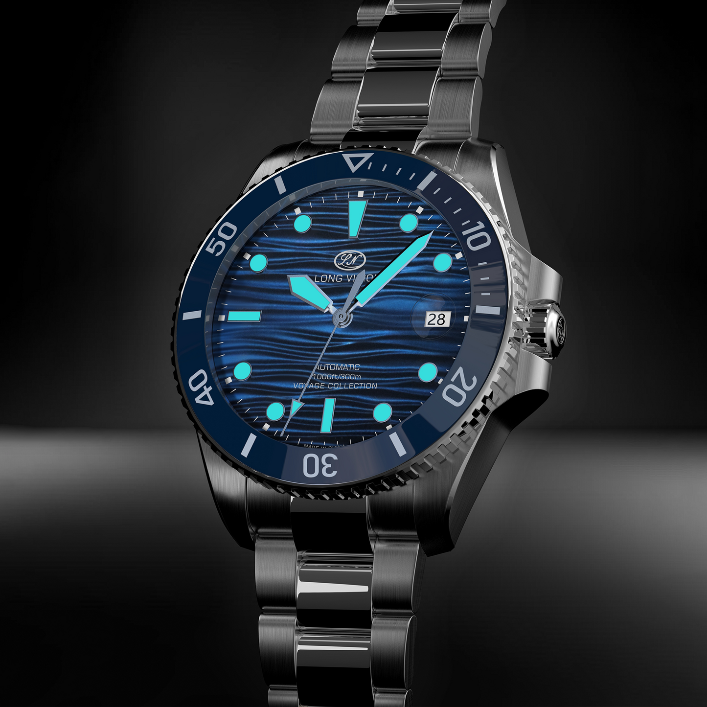 Long Vision YH018C 41mm Watch 300M Waterproof Swiss SW200-1 Voyage Collection Automatic Watch