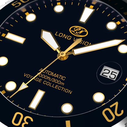 Long Vision YH019Q 37mm Automatic Dress Watch 300M Waterproof Swiss SW200-1 Voyage Collection Automatic Watch