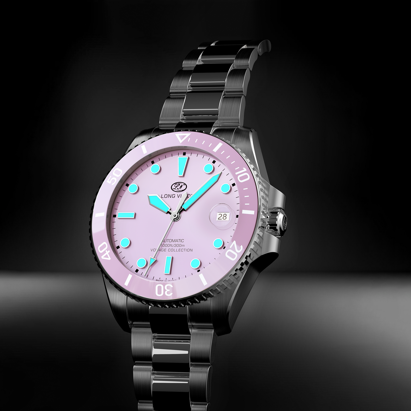 Long Vision YH018T 41mm Watch 300M Waterproof Swiss SW200-1 Voyage Collection Automatic Watch