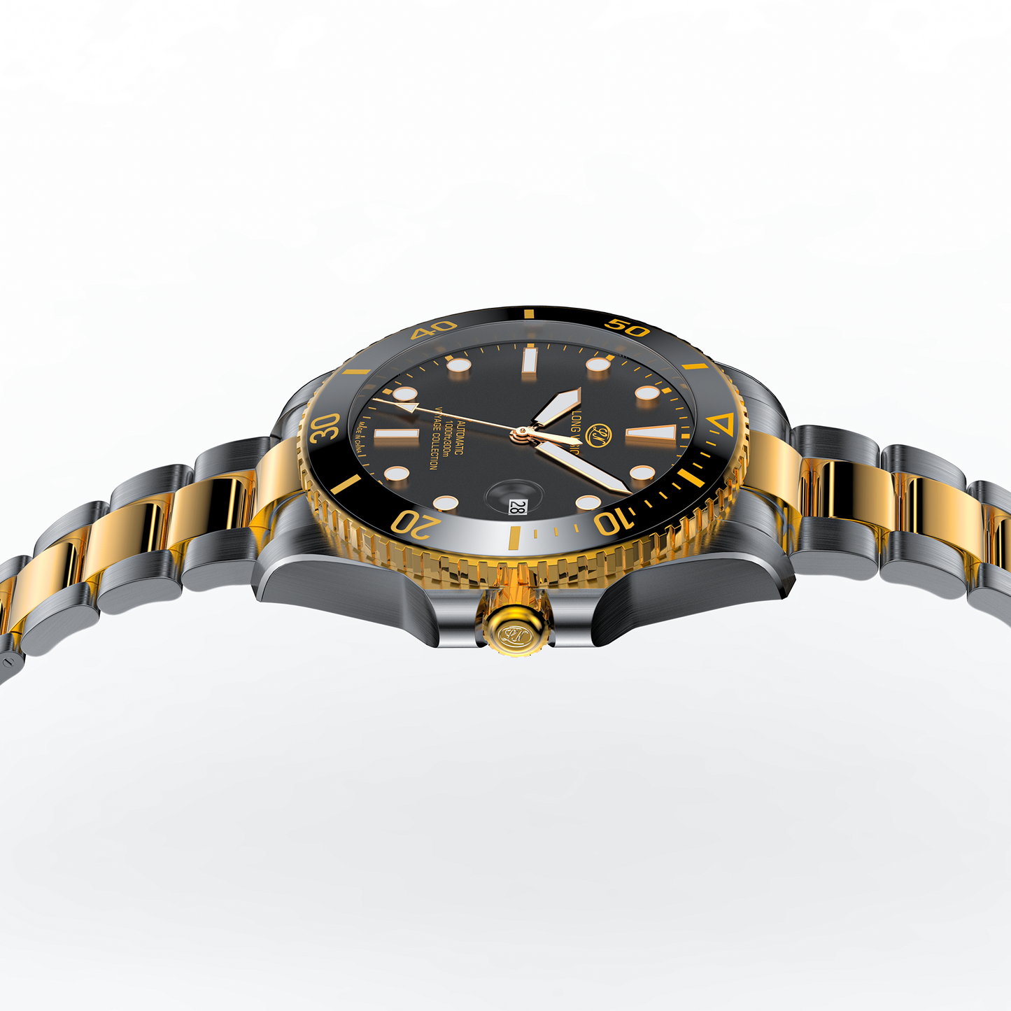 Long Vision YH019Q 37mm Automatic Dress Watch 300M Waterproof Swiss SW200-1 Voyage Collection Automatic Watch