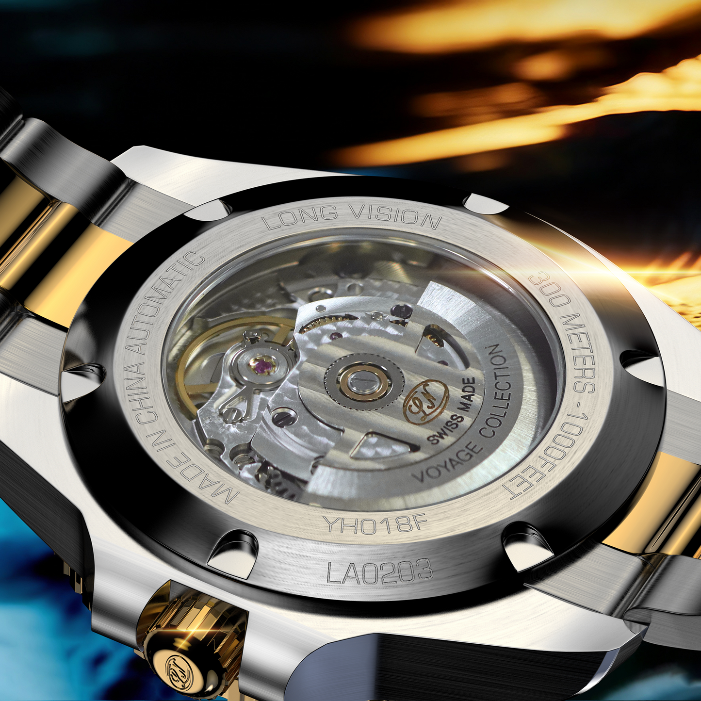 Long Vision YH018Q 41mm Watch 300M Waterproof Swiss SW200-1 Voyage Collection Automatic Watch