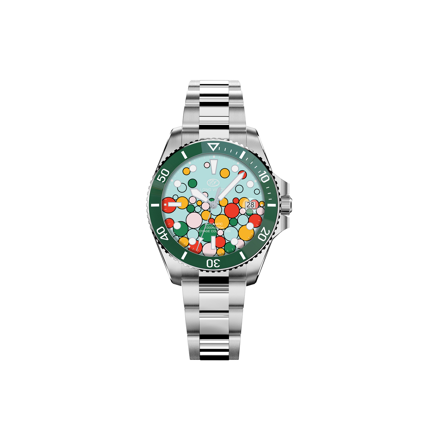 Long Vision YH019R 37mm Automatic Dress Watch 300M Waterproof Swiss SW200-1 Voyage Collection Automatic Watch