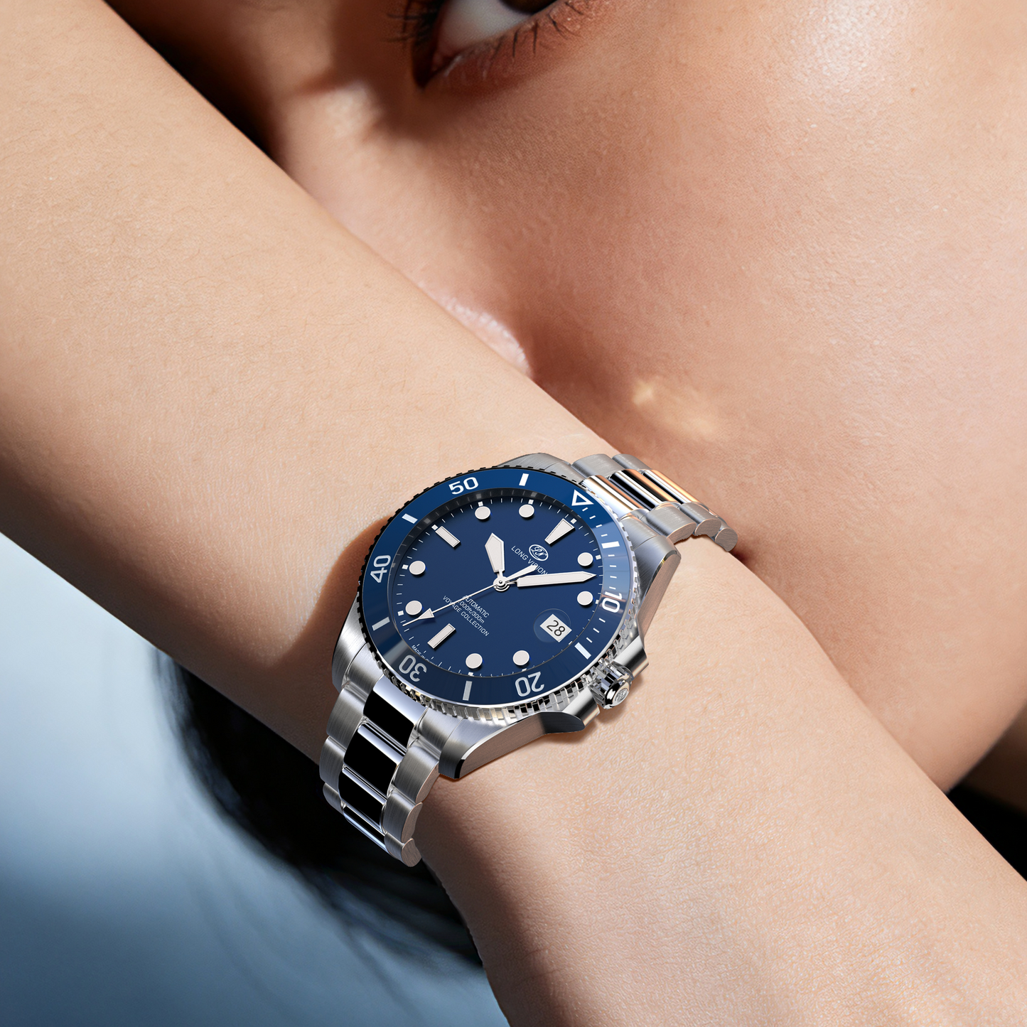 Long Vision YH019J 37mm  Automatic Dress Watch 300M Waterproof Swiss SW200-1 Voyage Collection Automatic Watch