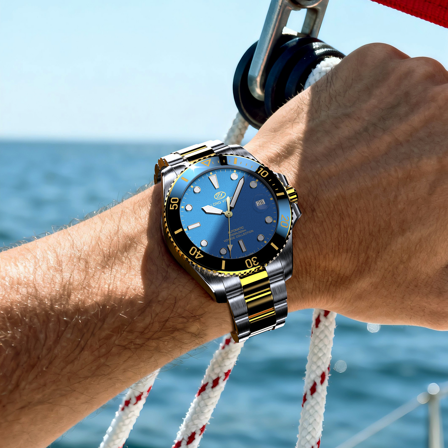Long Vision YH018N 41mm Watch 300M Waterproof Swiss SW200-1 Voyage Collection Automatic Watch