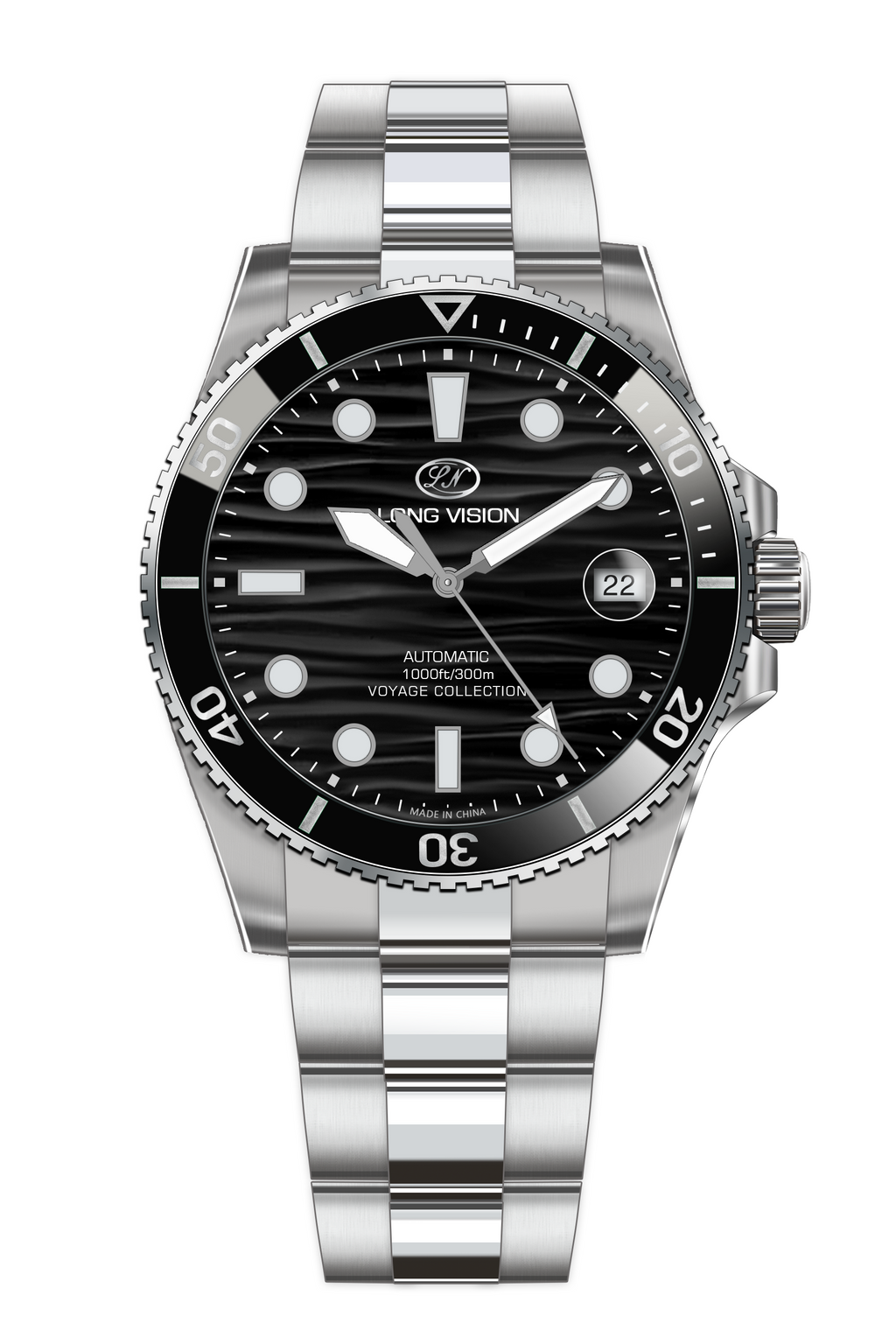 Long Vision YH018A Voyage Collection Automatic Watch featuring Swiss precision and 300m water resistance.
