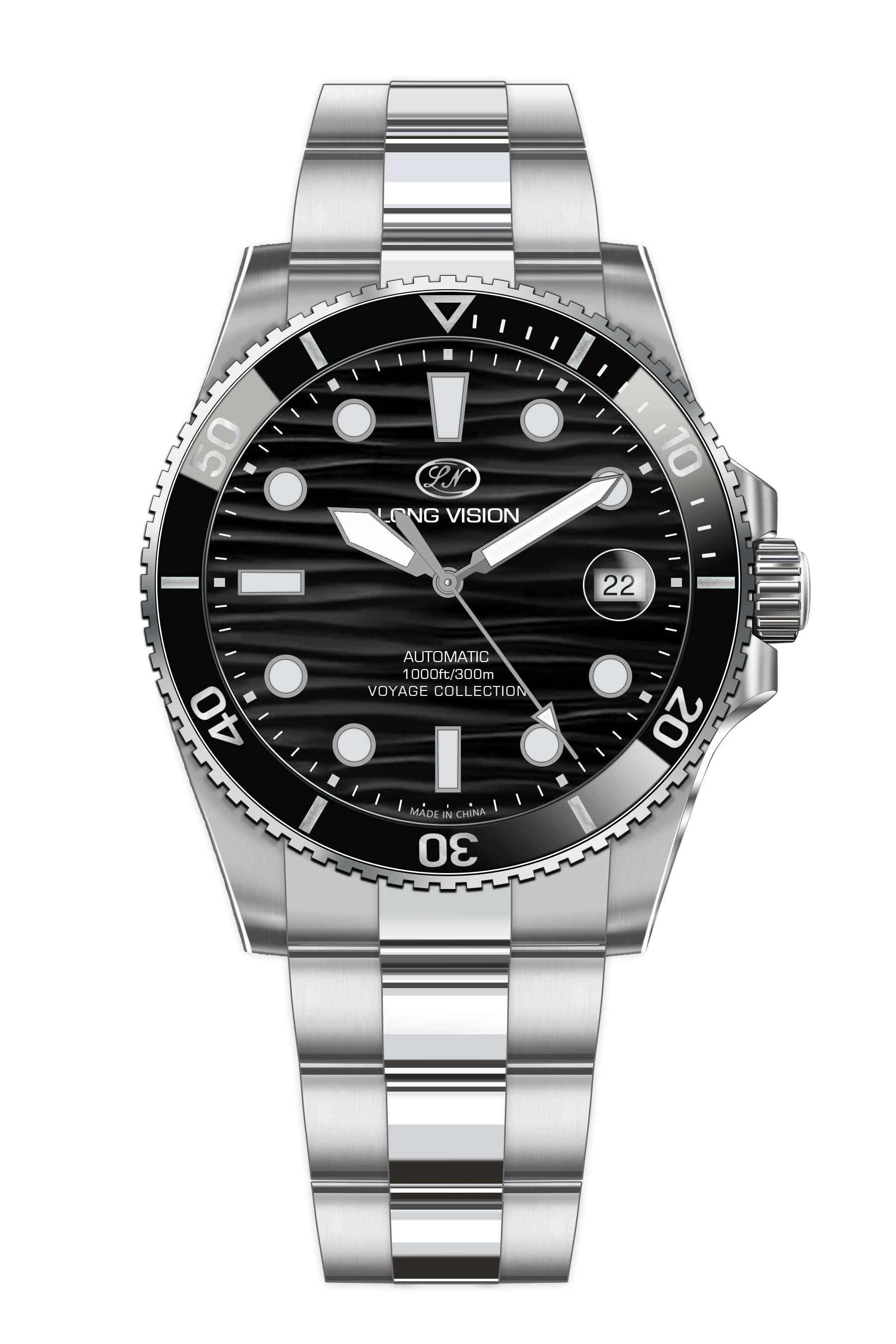 Long Vision YH018A Voyage Collection Automatic Watch featuring Swiss precision and 300m water resistance.